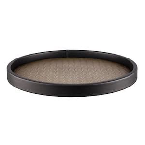 San Remo 14 in. Antique Gold Vinyl Round Serving Tray