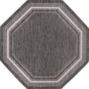 Outdoor Border Soft Border Black 7 ft. 10 in. x 7 ft. 10 in. Area Rug