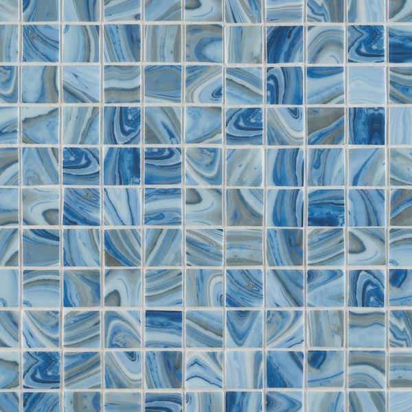 Ivy Hill Tile Rapids Belize 4 in. x 0.21 in. Polished Glass Floor and Wall Mosaic Pool Tile Sample