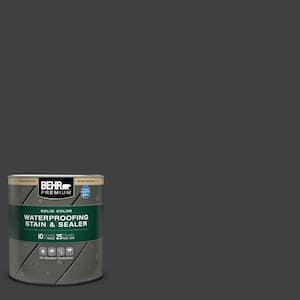 1 qt. #HDC-MD-04 Totally Black Solid Color Waterproofing Exterior Wood Stain and Sealer