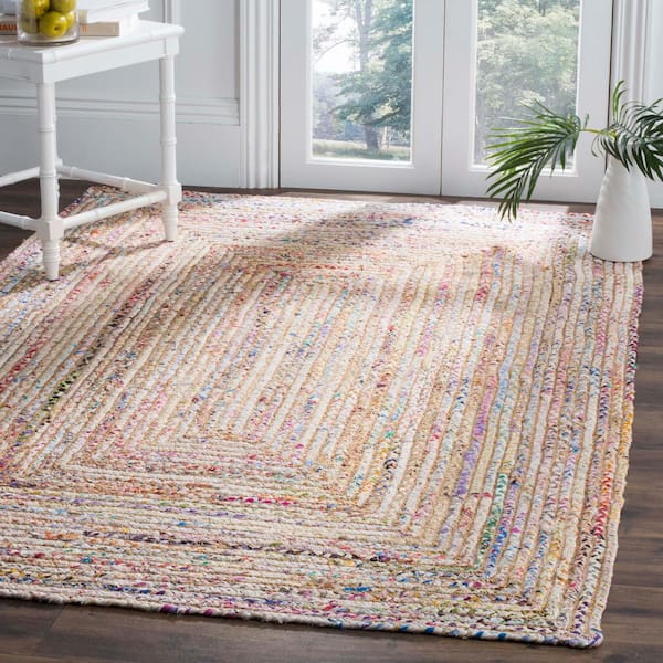 Cape Cod Beige/Multi Doormat 3 ft. x 3 ft. Striped Border Square Area Rug