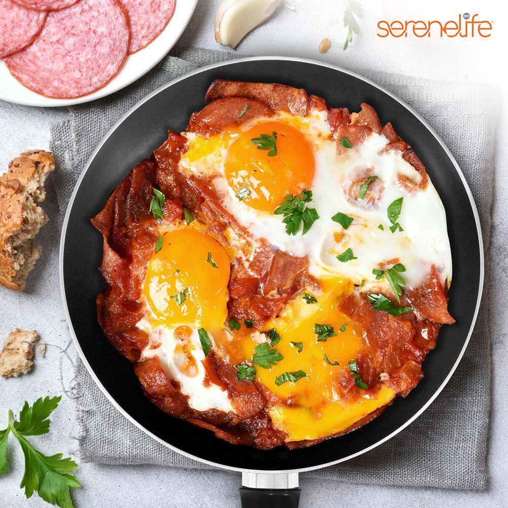 SereneLife 15-Piece Blue Aluminum Non-Stick Cookware Set