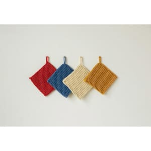 Square Cotton Crocheted Pot Holders (Set of 4)