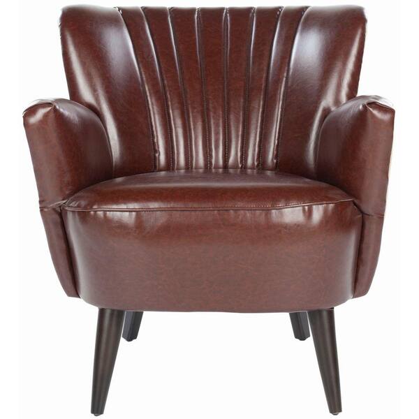 Safavieh Cooper Brown/Beige/Espresso Bicast Leather Arm Chair