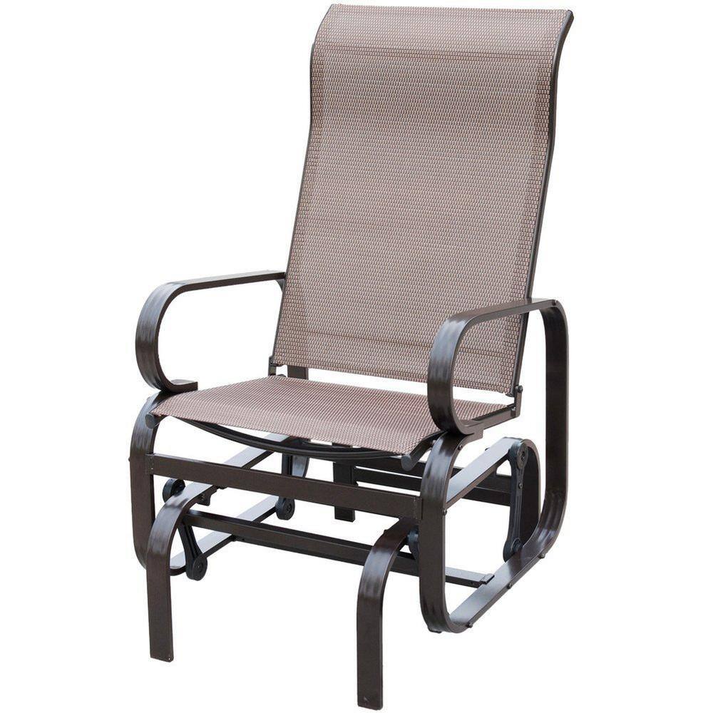 Patio Post OnePerson Mocha Aluminum Frame Sling Outdoor Single Glider