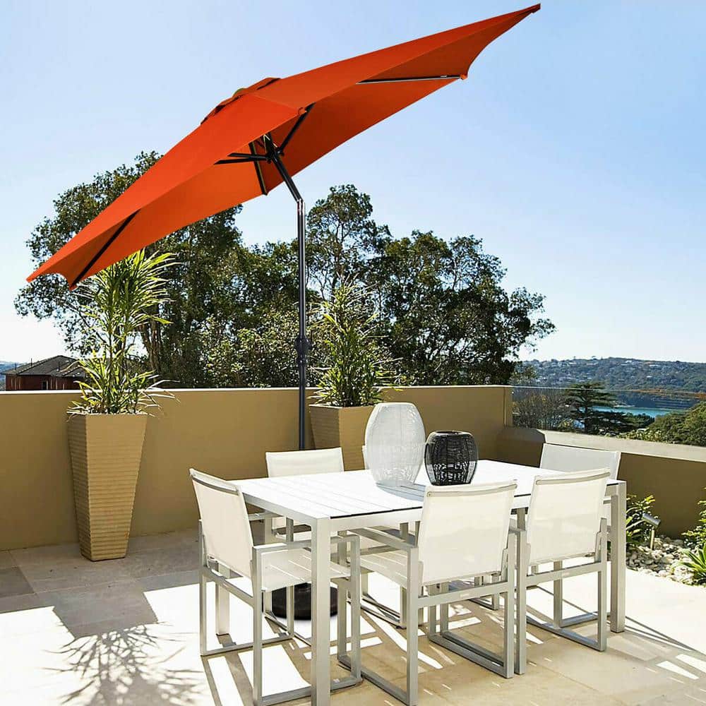 9 ft. Outdoor Market Patio Table Umbrella Push Button Tilt Crank Lift in Or
