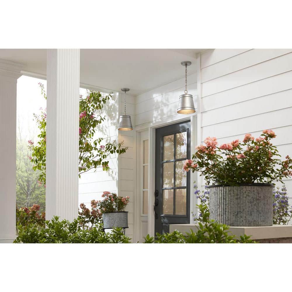 Silver Glass Farmhouse Indoor/Outdoor Pendant Light