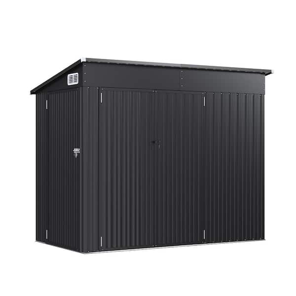 8 ft. W x 4 ft. D Outdoor Metal Lean to Storage Shed with Vents, Triple Lockable Door for Garden