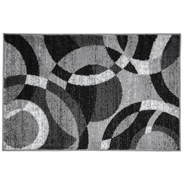 World Rug Gallery Modern Abstract Circles Gray 2 ft. x 3 ft. Indoor Area Rug