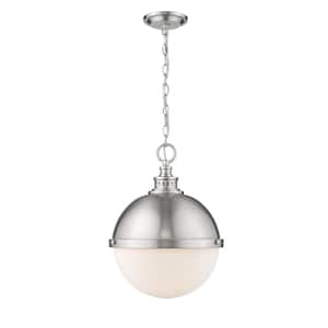 2-Light Brushed Nickel Pendant with Opal Etched Glass Shades