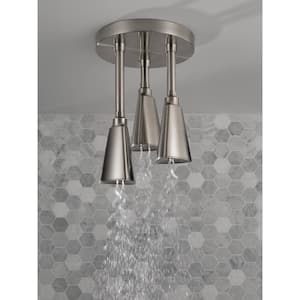 Zura 1-Spray Patterns 1.75 GPM 9 in. Ceiling Mount Fixed Shower Head with H2Okinetic in Stainless