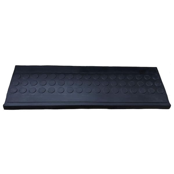 HomeRoots 30 in. x 9 in. Black Rubber Outdoor Door Mat