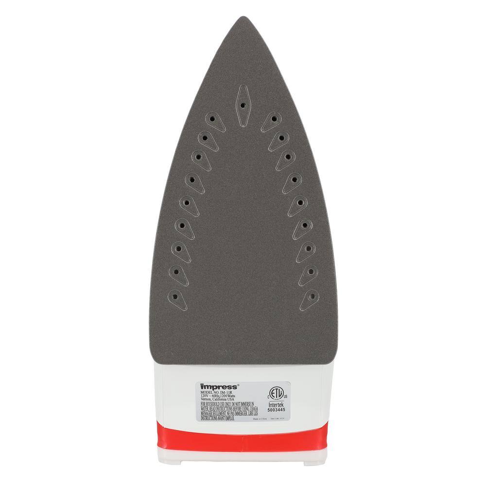 Compact Red and White Non-Stick Steam Iron