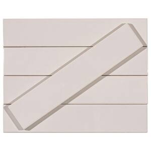 Concerto-Opus Verucci 2 in. x 10 in. Glossy Ceramic Beveled Subway Wall Tile Sample