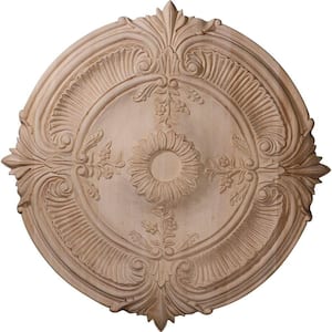 20 in. Unfinished Cherry Carved Acanthus Leaf Ceiling Medallion