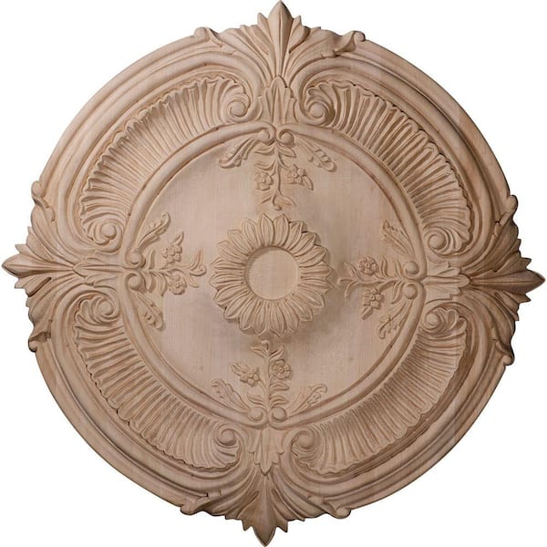 Ekena Millwork 24 in. Unfinished Maple Carved Acanthus Leaf Ceiling Medallion