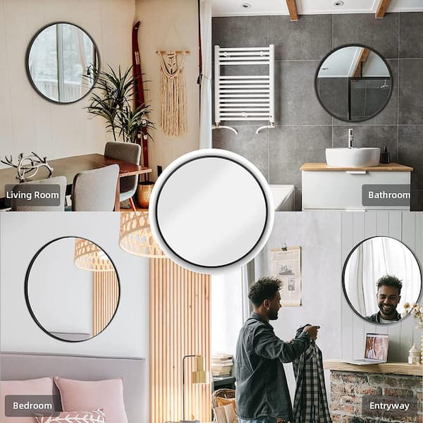  Umbra Hub Round Wall Mirror with Rubber Frame, Modern Decor for  Entryways, Washrooms, Living Rooms and More, 24-Inch, Black : Home & Kitchen