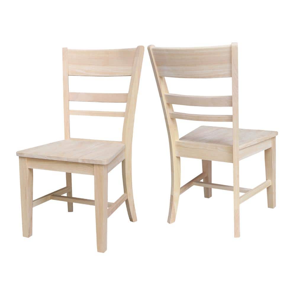 Eco-Friendly Solid Parawood Ladderback Dining Side Chairs, Set of 2