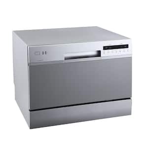 22 in. Wide 6-Place Setting Countertop Dishwasher - Silver