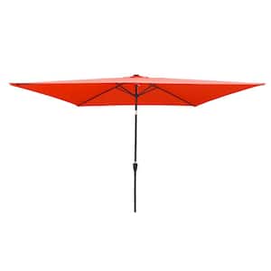 10 x 6.5 ft. Light Brick Red Outdoor Market Patio Umbrella - Solar LED, Fade-Resistant, UV and Water-Resistant