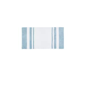 Blue 27 in. x 45 in. Spa Cotton Reversible Bath Mat Rug