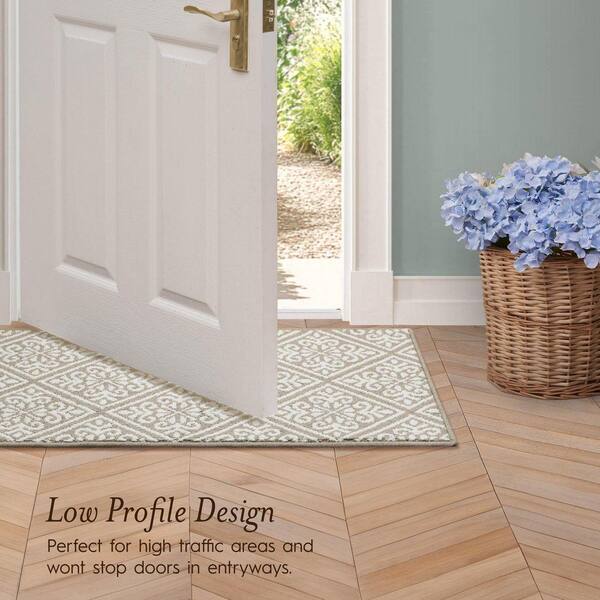 Laura Ashley Austell 2-Tone Linen/Ivory 2 ft. x 5 ft. Geometric