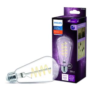 60-Watt Equivalent ST19 Spiral Filament E26 Base LED Vintage Edison LED Light Bulb 2700K Soft White (1-Pack)