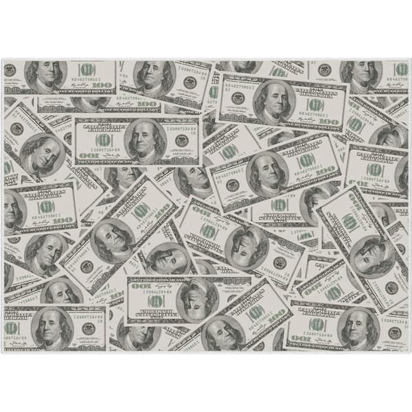 Well Woven Money Dollar Green 9 ft. 10 in. x 13 ft. Front 2006A Novelty Printed Area Rug