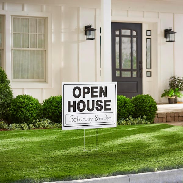 14 in. x 10 in. House For Sale Sign (Left Arrow) Printed on More Durable  Longer-Lasting Thicker Styrene Plastic.