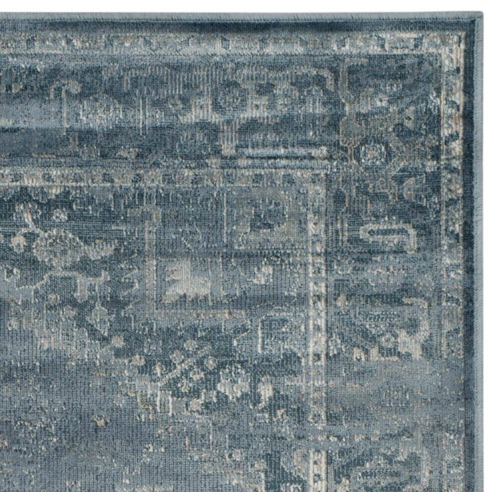 Vintage Blue Viscose Runner Rug 2'2" x 8'