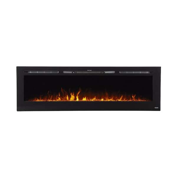 Sideline 72 in. Wall Mount or Recessed Smart Electric Fireplace in Black with LED Flame