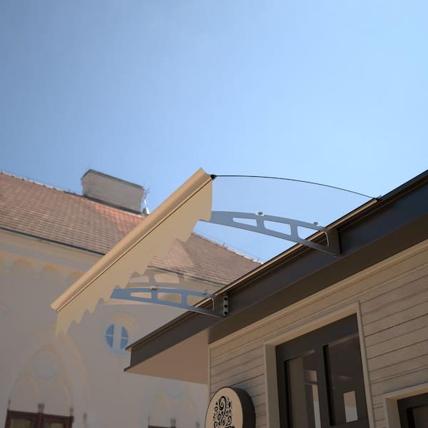 3.9 ft. x 2.8 ft. Clear Wall-Mounted Sun Shade Sail, Door Window Awning with Polycarbonate Sheet