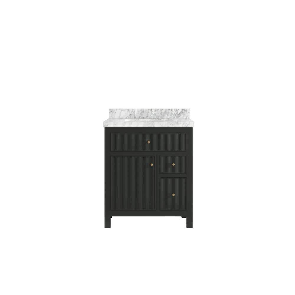 Sonoma 30 in. W x 22 in. D x 36 in. H Single Sink Bath Vanity in Black Top with 2 in. Carrara Marble Top price history on PriceWatchPro