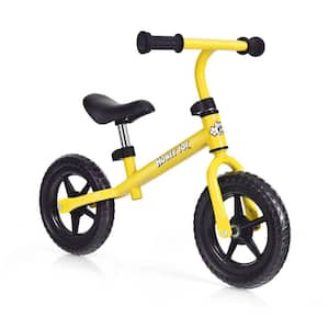 10 in. Kids No Pedal Balance Bike with 360° Rotatable Handlebar for 30-Months to 5-Years Old, Yellow