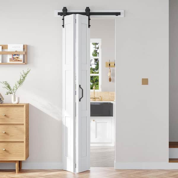 30 in. x 84 in. 3-Panel White Finished Solid Core MDF Wood Composite Assembly Required Bi-Fold Door with Hardware