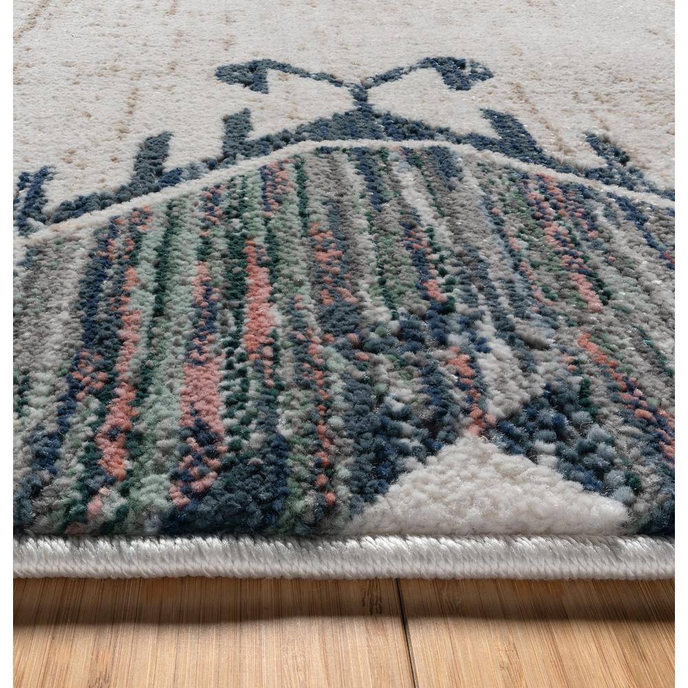 Red and Ivory Medallion Synthetic 6' x 9' Area Rug