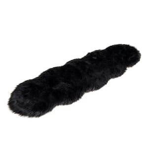 Black 2 ft. x 6 ft. Sheepskin Faux Fur Furry Cozy Area Rug