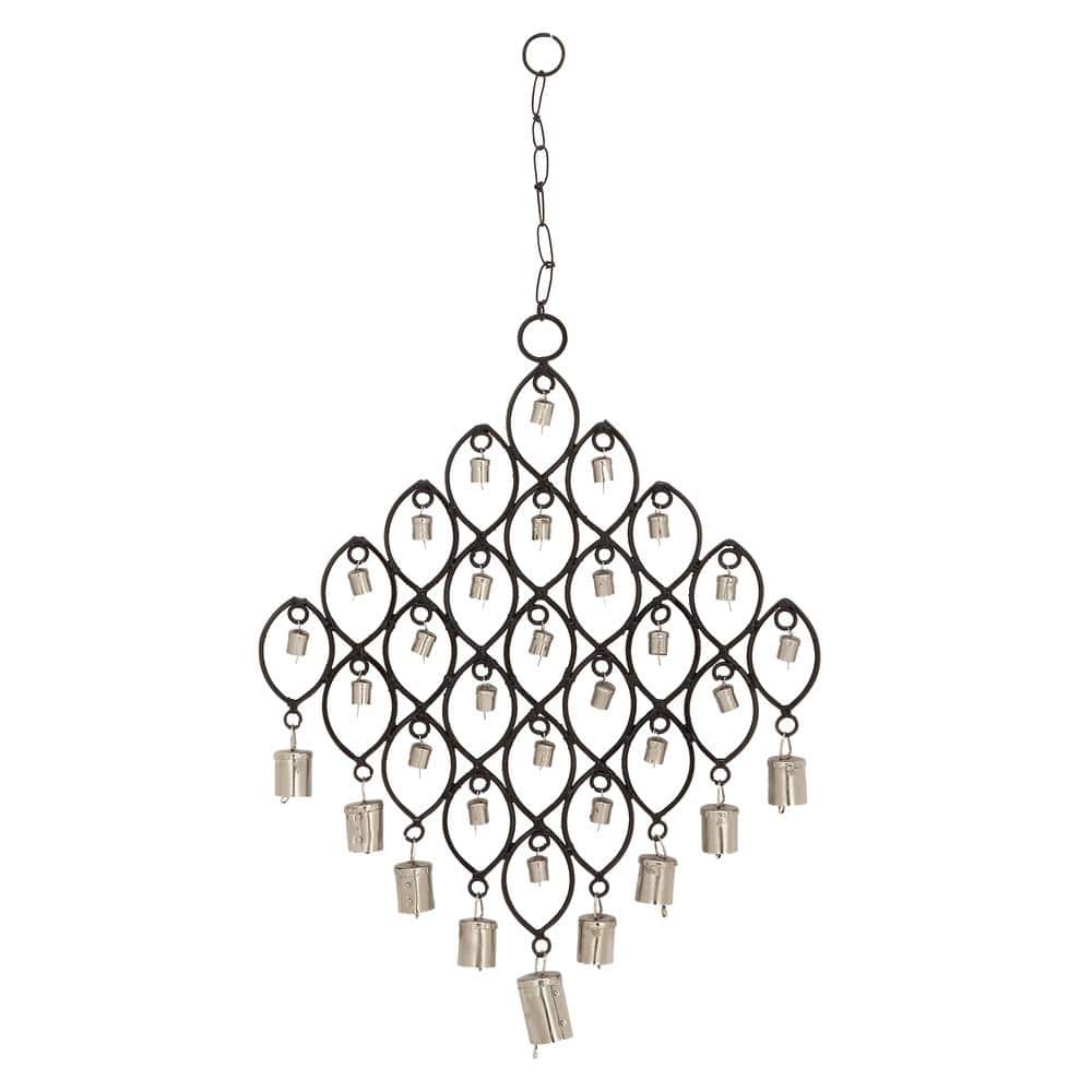 24" Black and Silver Metal Diamond Windchime with Bells