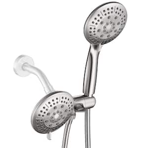 2-in-1 5-Spray Patterns Wall Mount Dual Shower Heads with 1.8 GPM 4.7 in. in Brushed Nickel