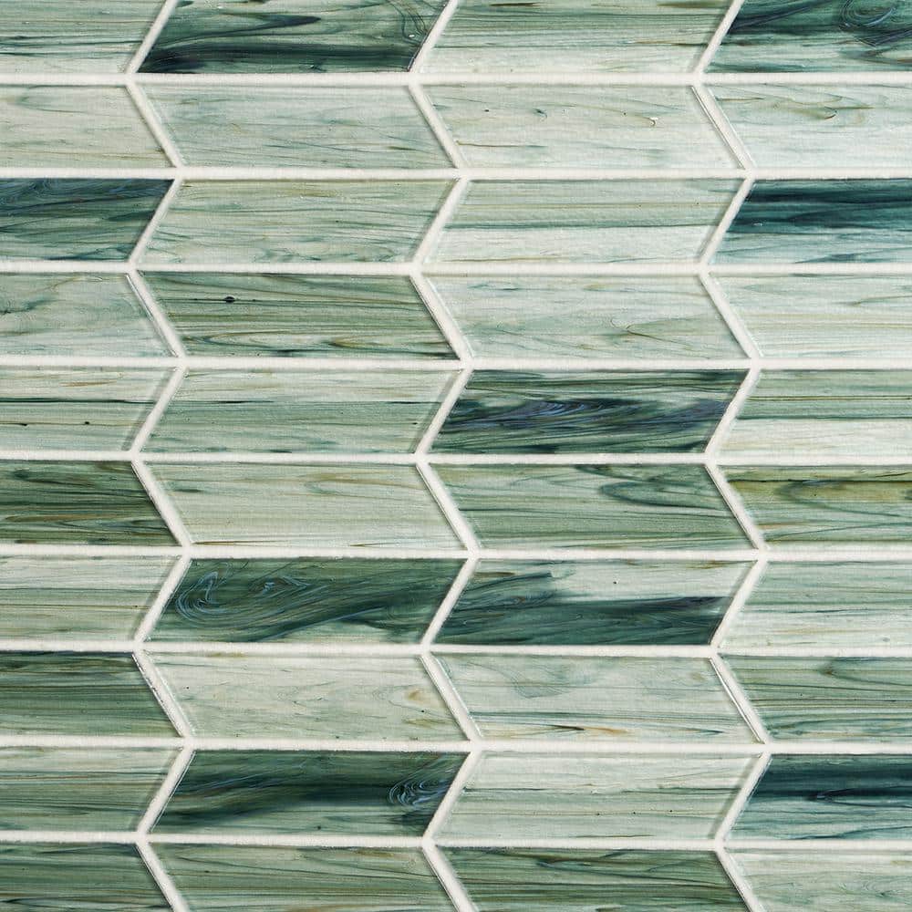 Tara Green Chevron Glass Mosaic Wall Tile