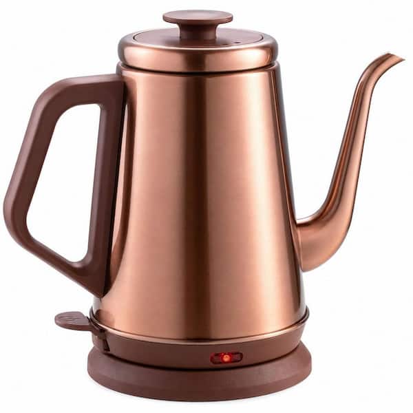 4-Cup Copper Gooseneck Electric Kettle, Stainless Steel Tea Kettle with Auto Shut-Off Protection