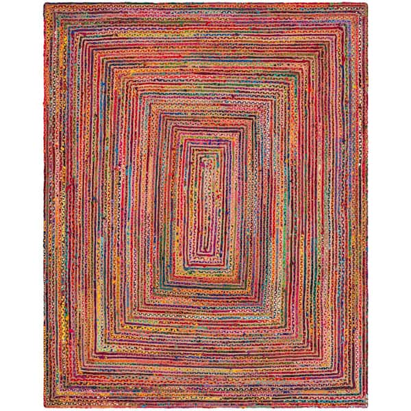 Cape Cod 9 ft. x 12 ft. Red/Multi Striped Border Area Rug