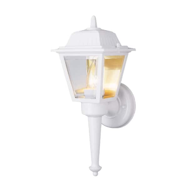 Bel Air Lighting Estate 1-Light White Outdoor Wall Light Fixture with Clear Glass