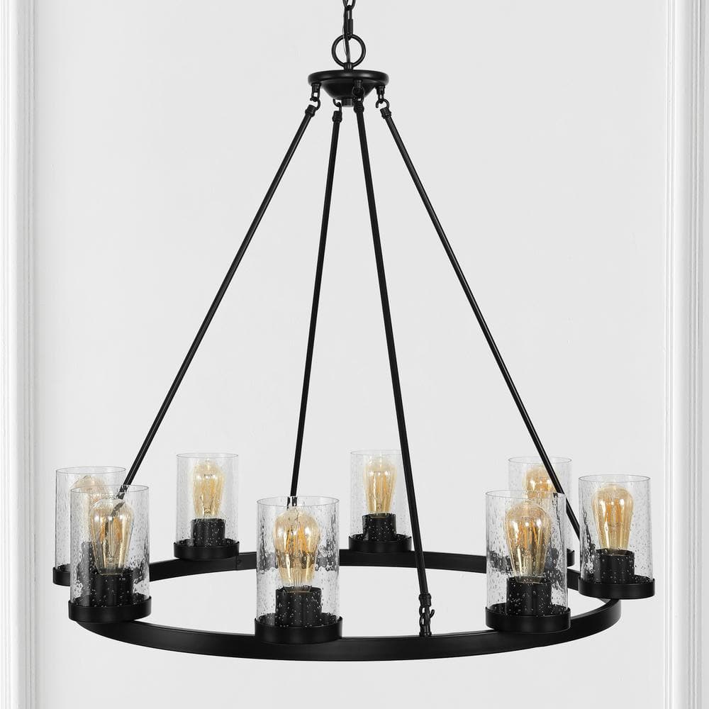 Pablo Ring 33.5" Oil-Rubbed Bronze & Seeded Glass LED Chandelier
