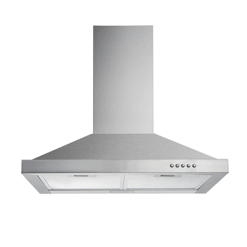 30 in. Wall Mounted Kitchen Range Hood Stainless Steel Convertible 450 CFM Vent LED Lamp 3-Speed