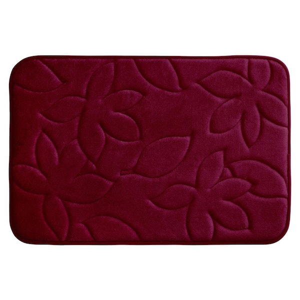 BounceComfort Blowing Leaves Red 20 in. x 34 in. Memory Foam Bath Mat