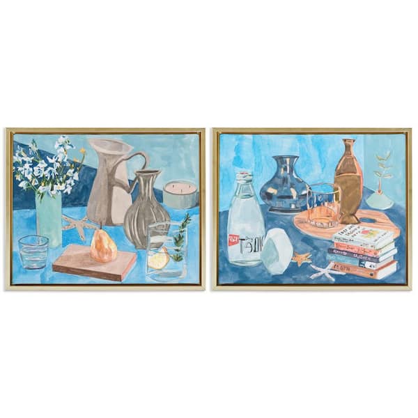 Stupell Industries Coastal Themed Still Lifes by Melissa Wang 2-Pieces Gold Floater Frame Nature Graphic Art Print 17 in. x 21 in.