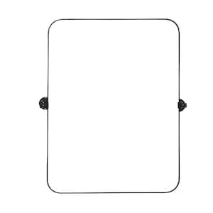 24 in. W x 36 in. H Modern Rectangle Metal Framed Pivoted Wall Vanity Mirror in Black (Set of 2)