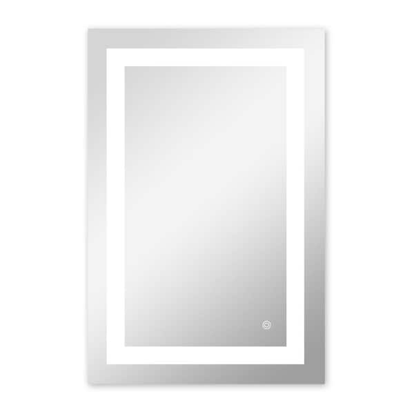 Unbranded 24 in. W x 36 in. H LED Light Rectangular Frameless Wall Mounted One button Bathroom Vanity Mirror in Silver