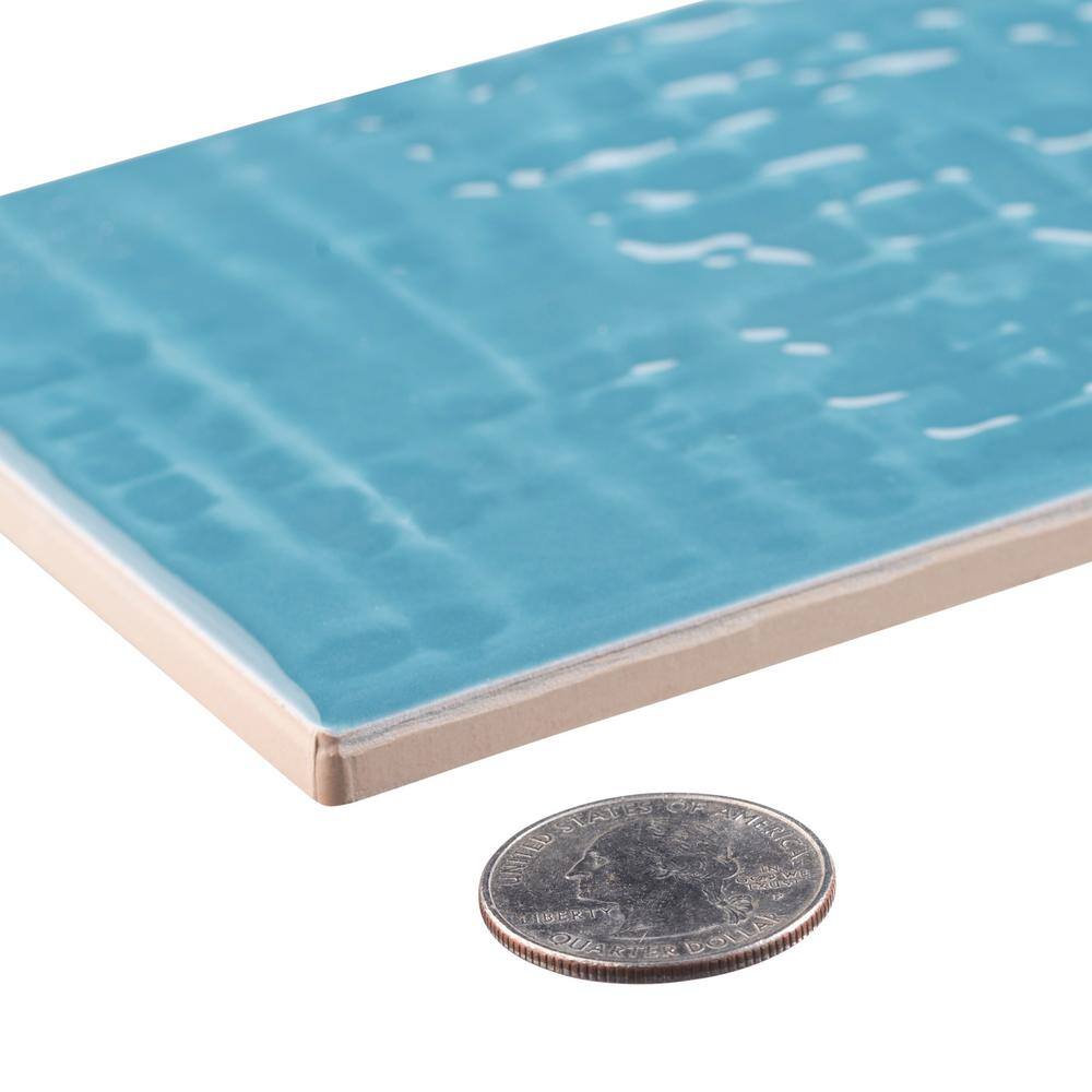 Perfecto Marvelli 4'' x 16'' Blue Glazed Ceramic Subway Tile